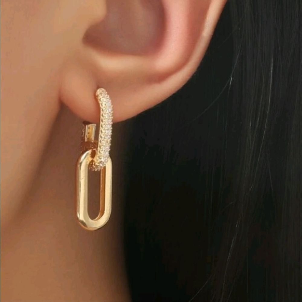 Gold Linkchaindropearrings 28$